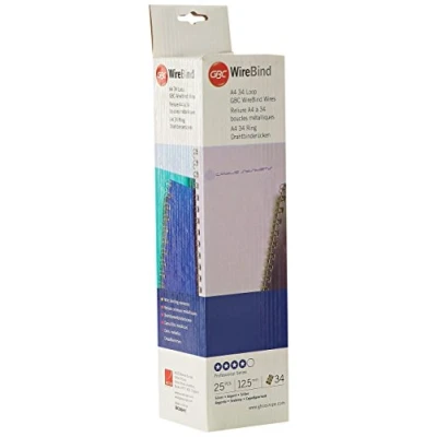 Afbeelding van GBC 4400698 bindklemmen draad, A4, 34 ringen, 12,5 mm, 115 vellen, 25 stuks, zilver
