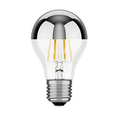 Afbeelding van ledscom.de E27 LED lamp, A60, warm wit (2700 K), 6 W, 667lm, kopspiegel (zilver), bolvorm, gloeidraad, Edinson, glas, LED, gloeilamp, lampvoet, spaarlamp, Classic, Gloeilamp