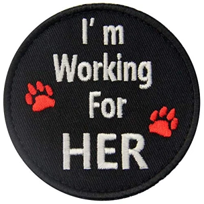 Afbeelding van EmbTao Service Hond Ik Werk Voor Haar Vesten/Harnas Geborduurde Haak en Loop Patch