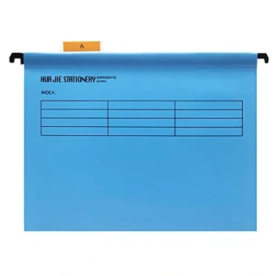 Afbeelding van 12 stuks A4 hangmappen met tabbladen en kaartinzetstukken voor archiefkasten, Blauw, plastic hangende archiefmappen kantoor thuis