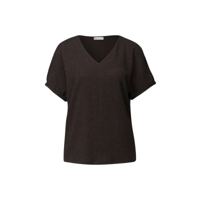 Afbeelding van Street One Strukturmix Tshirt print, Dames, Maat: 34, Braun