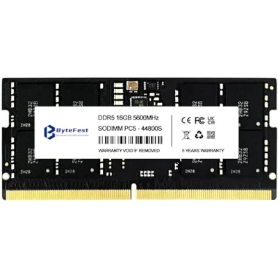 Afbeelding van ByteFest DDR5 RAM 16 GB 5600 MHz PC5 44800 CL46 1.1V SODIMM On die ECC 262 pins laptop/notebook geheugenmodules