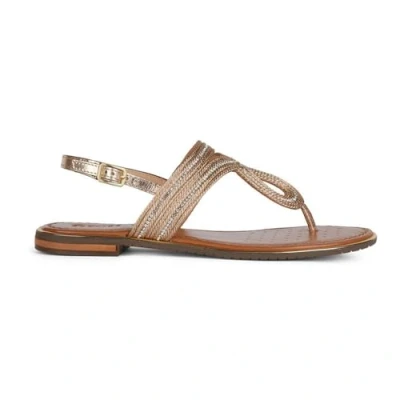 Afbeelding van Geox D SOZY PLUS Teensandalen, Dames, Maat: 39, Dark gold Leer en textiel
