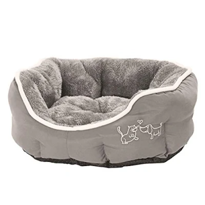 Afbeelding van Dehner Favoriete hondenbed en kattenbed Sammy, ovaal, ca. 45 x 40 14 cm, polyester, grijs