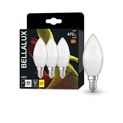 Afbeelding van BELLALUX LED lamp, E14 basis matte optiek,Warm wit (2700K), 470 Lumen, substituut voor 40W verlichtingsmiddel niet dimbaar, 3 Pak