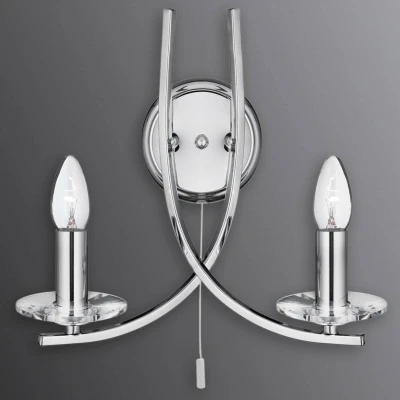 Afbeelding van Searchlight Chroomkleurige wandlamp Ascona, 2 lichtbr.