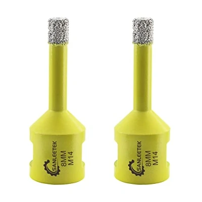Afbeelding van Diamanttegelboor, 2 stuks, 8 mm, SANLEETEK vacuüm gesoldeerde diamant gatenzaag voor keramiek, porselein, marmer, graniet, M14 schroefdraad