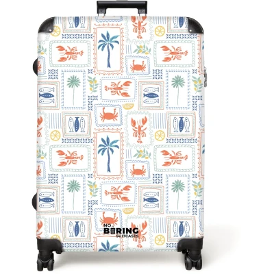 Afbeelding van NoBoringSuitcases.com® Koffer groot Reiskoffer lichtgewicht Kreeft met zomer patroon kleurrijk Rolkoffer 4 wielen Grote trolley XL 98 liter bagage