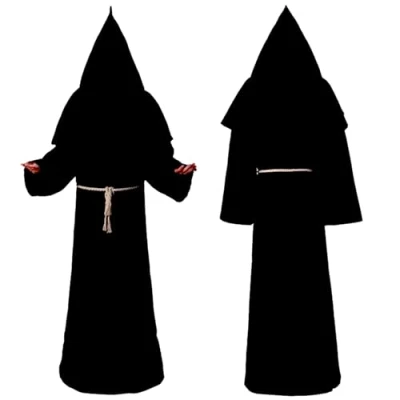 Afbeelding van LuckyQianyi Monnikskutte, monnik priesterkostuum, gewaad, middeleeuws priester, monnik, Halloween, carnaval, verkleedkleding (XXL)