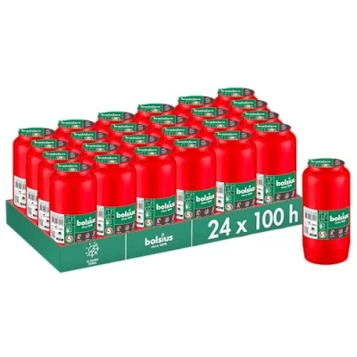 Afbeelding van Bolsius Graflicht Rood 24 stuks 100 Branduren 4 Dagen