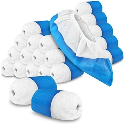 Afbeelding van com four® 150x premium herbruikbare overschoenen 11,9 g per overschoen plastic met antislipzool schoen extra sterk en waterdicht in één maat