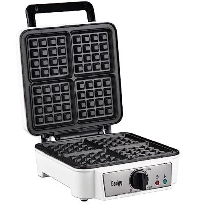 Afbeelding van Gadgy Wafelijzer Wafelmaker voor 4 grote Brusselse Wafels Anti aanbaklaag Temperatuur instelbaar indicatielampje