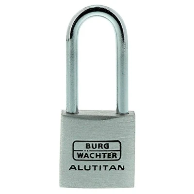 Afbeelding van Burg Wächter hangslot, hangslot met sleutel, beugeldikte 3,7 mm, massief aluminium slot, roestvrij binnenwerk, gehard, titanium 770 HB 20 26 SB