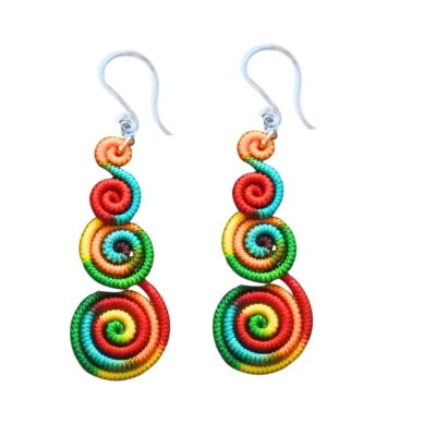 Afbeelding van Allergievrij oorbellen candy rood blauw lang Charme Bijoux