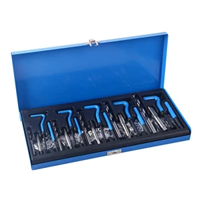 Afbeelding van 151 delige Helicoil schroefdraadreparatieset, inzetstukken, metrisch, M5 M6 M8 M10 M12 roestvrijstalen tapboor
