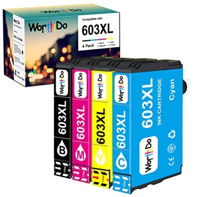 Afbeelding van WORTHDO inktpatronen compatibel met Epson 603XL 603 XL voor Expression Home XP 2150 2155 3150 3155 4150 4155 Workforce WF 2810 2830 2840 2850 (verpakking van 4)
