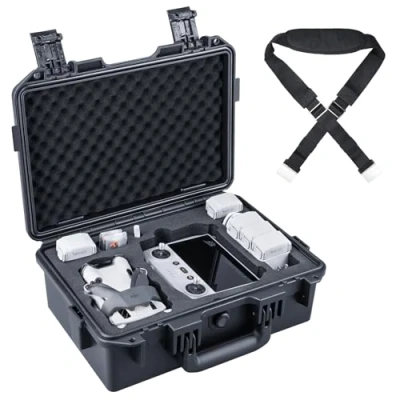 Afbeelding van Lykus Titan MM410 Waterdichte Case/Koffer/Tas voor DJI Mini 4 Pro/Mini 3/Pro en RC2/RC/RC N2/N1, Zwart met schouderband, Ondersteuning 7 batterijen RC reim [ALLEEN CASE]
