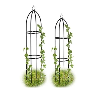 Afbeelding van Relaxdays plantensteun obelisk rankhulp set van 2 stuks rozenboog klimplantensteun