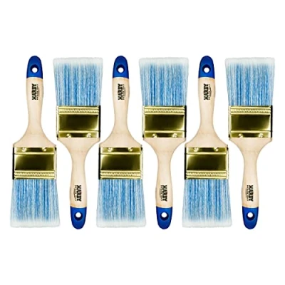 Afbeelding van HARDY platte borstel serie 42 voor schilderen met acrylverf en vernissen Efficiënt gelijkmatig dekkend Synthetische borstelharen houten handvat Set van 6 stuks Breedte 60 mm