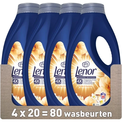 Afbeelding van Lenor Vloeibaar Wasmiddel Amber &amp; Orchidee 4 x 20 Wasbeurten