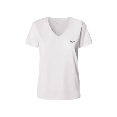 Afbeelding van Pepe Jeans MACY Vneck Tshirt basic, Dames, Maat: Small, White