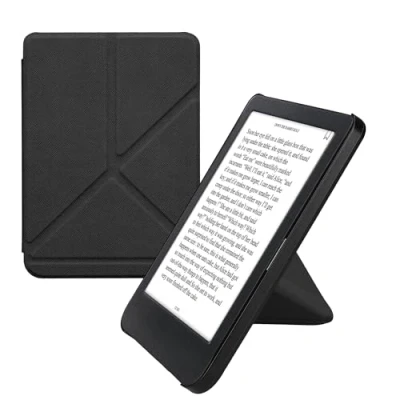Afbeelding van kwmobile e reader hoesje compatibel Met Kobo Clara BW/Colour hoes standaard Ereader cover van kunstleer In zwart