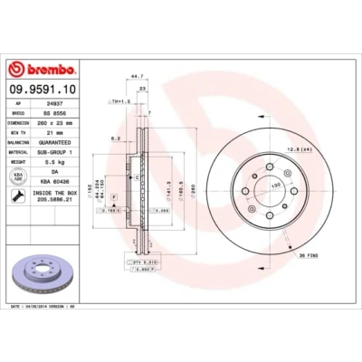 Afbeelding van Brembo Remschijf 09.9591.10