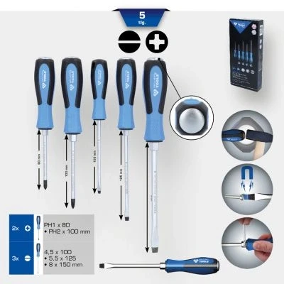 Afbeelding van Brilliant Tools slagschroevendraaierset, gegroefd, PH 5 stuks