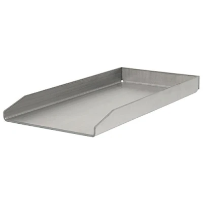 Afbeelding van BBQ Toro Roestvrijstalen grillplaat, 26 x 43,4 cm, Plancha geschikt voor Weber grill, rechthoekig, universeel en massief, grillplaat houtskool gas