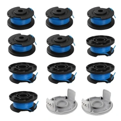 Afbeelding van Viilich 10 stuks draadspoelen voor Ryobi, vervangende spoel draadspoel trimmer Ryobi One+RAC124 AC14RL3A OLT1823 OLT1832 18V 24V 40V grastrimmer draadsnijder, 10trimmerspoelen 2 doppen (3,4 m, diameter 1,65 mm)