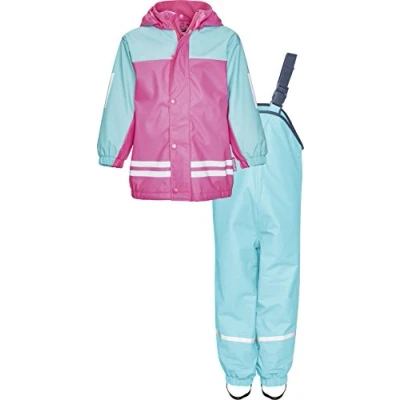 Afbeelding van Playshoes Uniseks regenpak voor kinderen met fleecevoering, warm, waterdicht, regenkleding, turquoise, 140 cm
