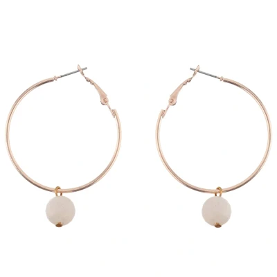Afbeelding van Behave Oorbellen oorringen rosé kleur roze hanger natuursteen 4 cm