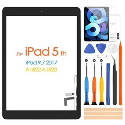 Afbeelding van ARSSLY touchscreen voor iPad 2017 A1822 A1823 Digitizer scherm 5 9,7 inch vervanging 5e met gereedschap (met home knop, geen LCD display, zwart)