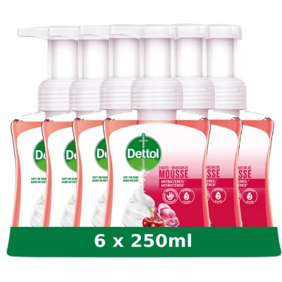 Afbeelding van Dettol Handzeep Zachte Mousse Antibacterieel Roos &amp; Kersenbloesem 6 x 250 ml