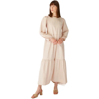 Afbeelding van Trendyol Lila Geweven Jurk Met Ronde Hals, Taille En Riem Tctss21El3330