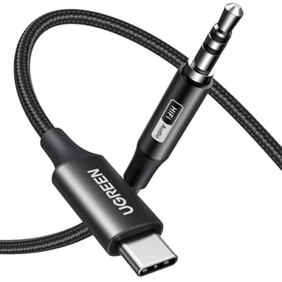 Afbeelding van UGREEN usb c naar jack aux kabel, kabel met DAC chip 386khz/32bit voor iPhone 16/16pro/16plus/16pro max, S25/S25 Plus/S25 Ultra etc. (1M)
