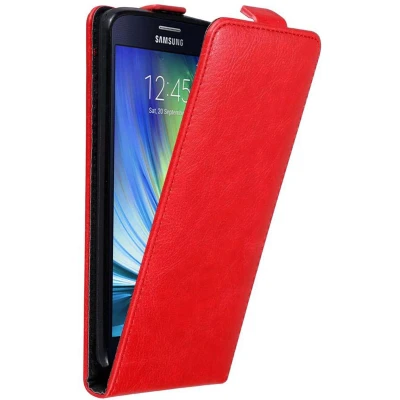 Afbeelding van Cadorabo Hoesje geschikt voor Samsung Galaxy A7 2015 in APPEL ROOD Beschermhoes Flip Case Cover magnetische sluiting