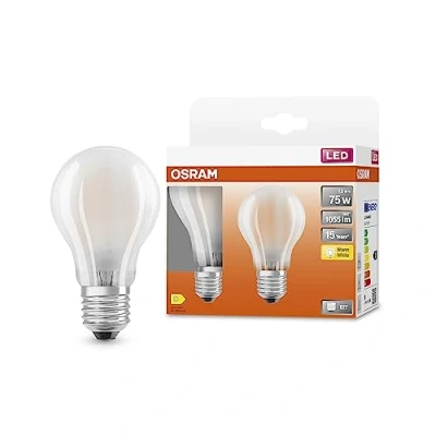 Afbeelding van OSRAM LED STAR KLASSISK A75 LAMP til E27 stik, pæreform, GL FR, 1055 Lumen, Warm White (2700K), udskiftning konventionelle 75W pærer, ikke dæmpbar, 6 pack