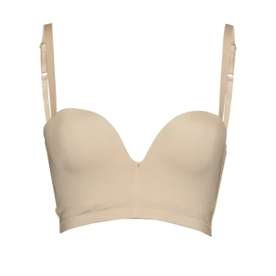 Afbeelding van Wonderbra dames Ultimate Backless voorgevormde longline push up bh in de kleur Beige, maat: B70