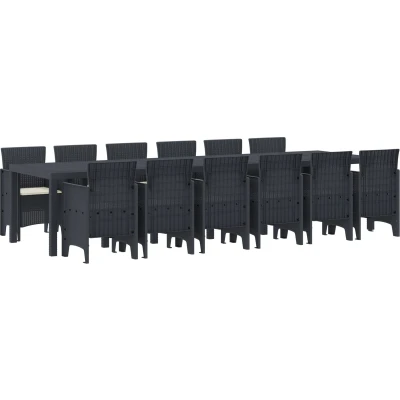 Afbeelding van vidaXL 13 delige tuin eetset met kussens in anthraciet poly rattan