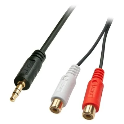 Afbeelding van Lindy 35678 Jackplug / Cinch Audio Adapter [1x male 3,5 mm 2x koppeling] Zwart