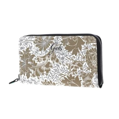 Afbeelding van Gabs Leren Portemonnee GMONEY17 Wallpaper Ruga Black Peonia Toni Beige Lichtbruin
