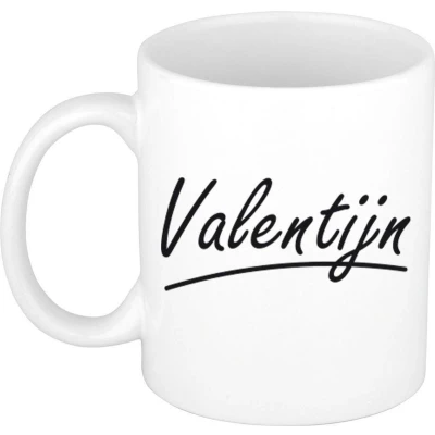 Afbeelding van Valentijn voornaam kado beker / mok sierlijke letters gepersonaliseerde met Naam mokken