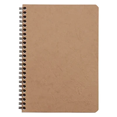 Afbeelding van Clairefontaine 78532C Collectie Age Bag Spiraal schrift Tabakbruin A5 14,8x21 cm 100 Pagina&#039;s met Kleine Vierkantjes Wit Papier 90 g Glanzende Kartonnen Cover Leerachtige Korrel