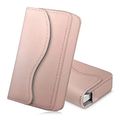 Afbeelding van Fintie Visitekaarthouder, kaartenetui, premium kunstleer, handgemaakte creditcardhoes met magneetsluiting voor dames en heren, Roségoud, 10*6*2 cm, Modern