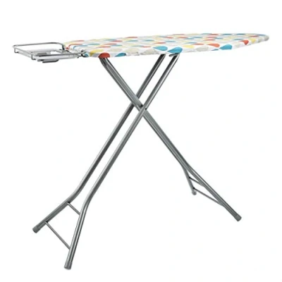 Afbeelding van Amazon Basics Strijkplank met H vormige ijzeren standaard, groot, 122 x 43 cm, grijs, polkadots