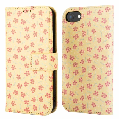 Afbeelding van Apple iPhone 16e Hoesje Kunstleder imoshion Bookcase Sunny Yellow Petite Flowers Telefoonhoesje