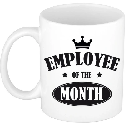 Afbeelding van 1x stuks personeel / collega cadeau mok werknemer van de maand feest mokken