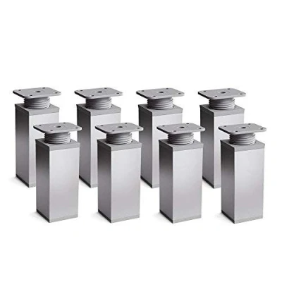 Afbeelding van sossai® design meubelpoten MFV1 set van 8 in hoogte verstelbaar Vierkant profiel: 40 x mm Kleur: alu Hoogte: 120 (+ 20 mm) Inclusief hoogwaardige houtschroeven