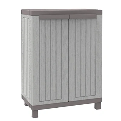 Afbeelding van Terry, C Wood 680, kast met twee deuren in hout look en een plank, voor binnen buiten 68 x 39 91,5 cm